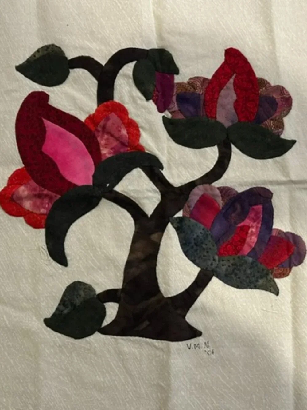 Project Ready, In-Progress, Handmade Floral Applique Block 15